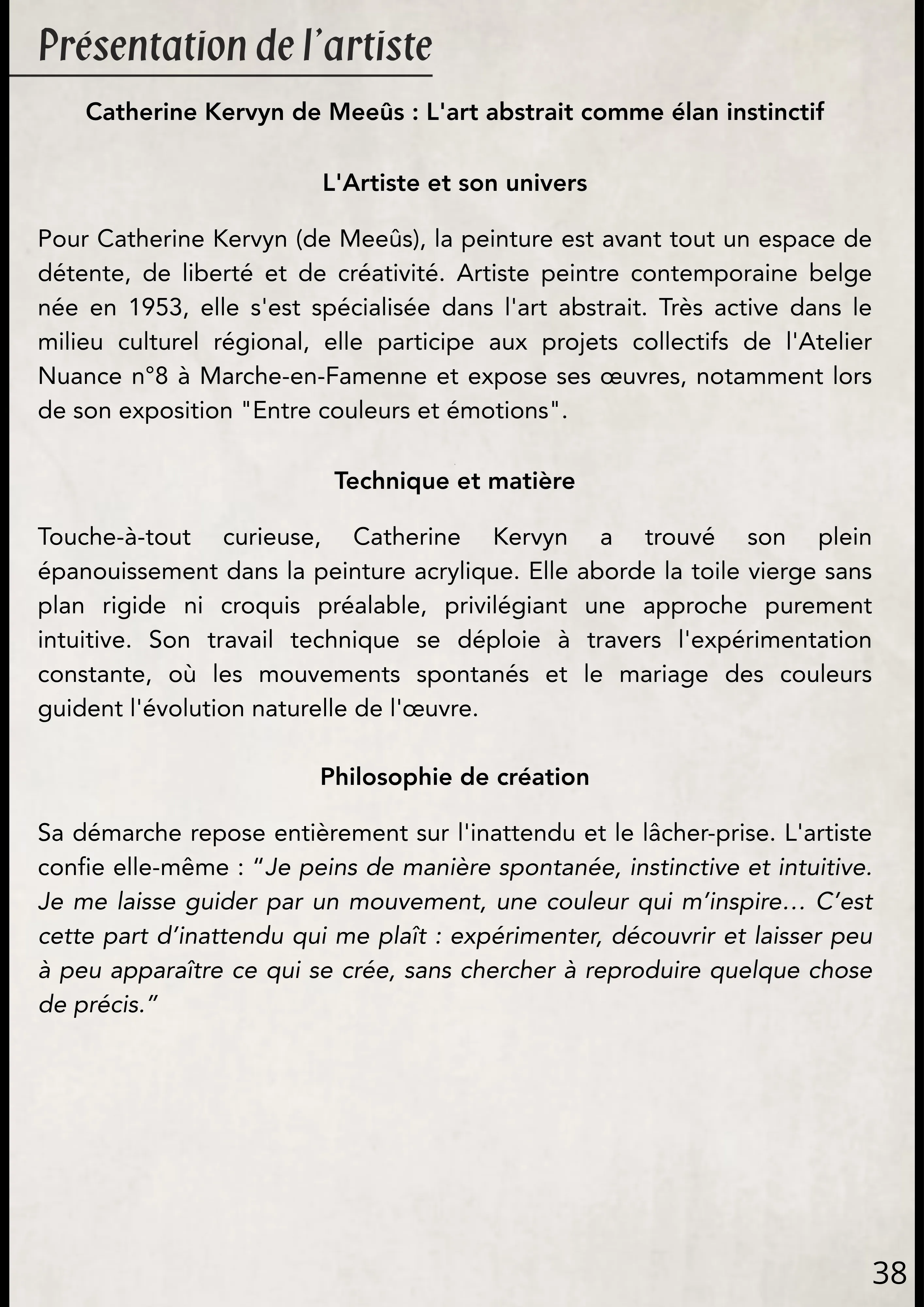 Présentation Artiste : Catherine Kervyn de Meeûs
