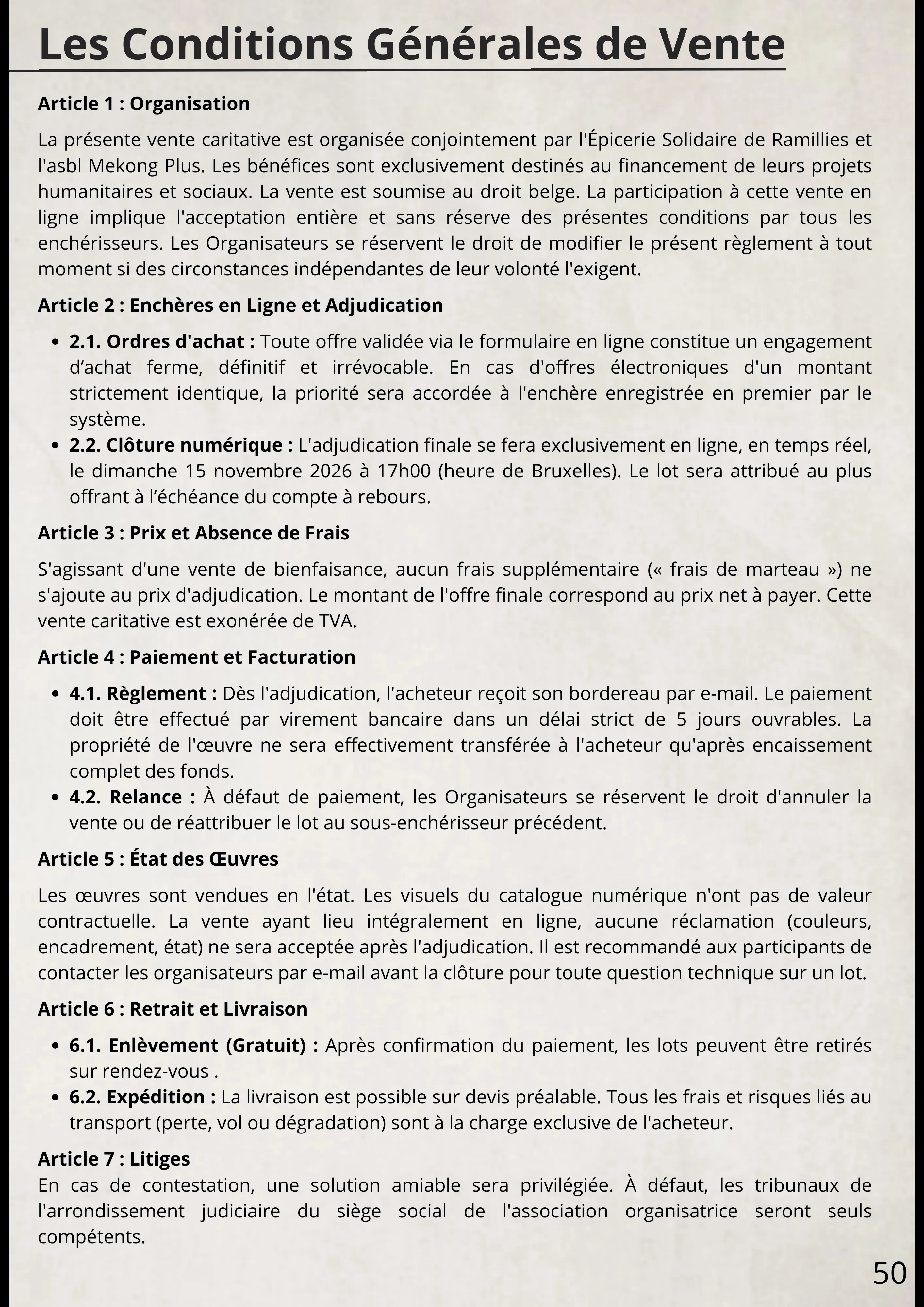 Conditions Générales de Vente D